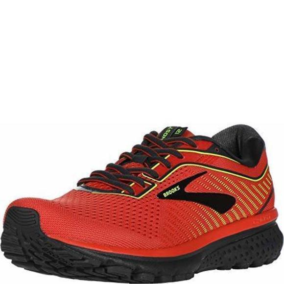 BROOKS MENS GHOST 12 RUNNING SHOE BLACK/LIME/BLUE GRASS D